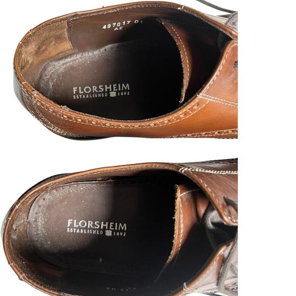 Florsheim Men’s 11D Wingtip Oxford‎ Shoes Brown Leather Brogue Dress - Picture 12 of 14